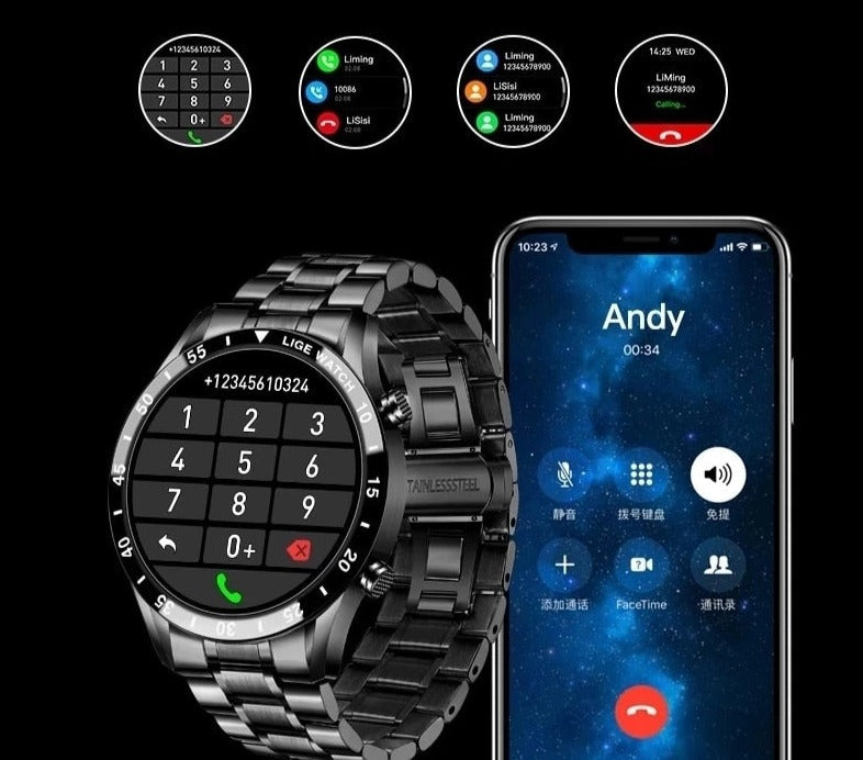 Smartwatch – Okrągły Ekran Dotykowy &amp; Monitorowanie Zdrowia