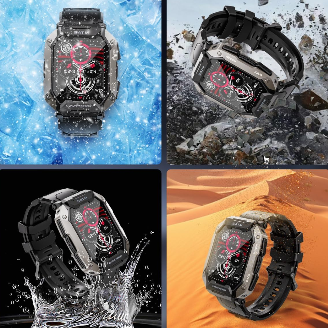 Smartwatch Taktyczny – Wodoodporny Design &amp; Długotrwała Bateria
