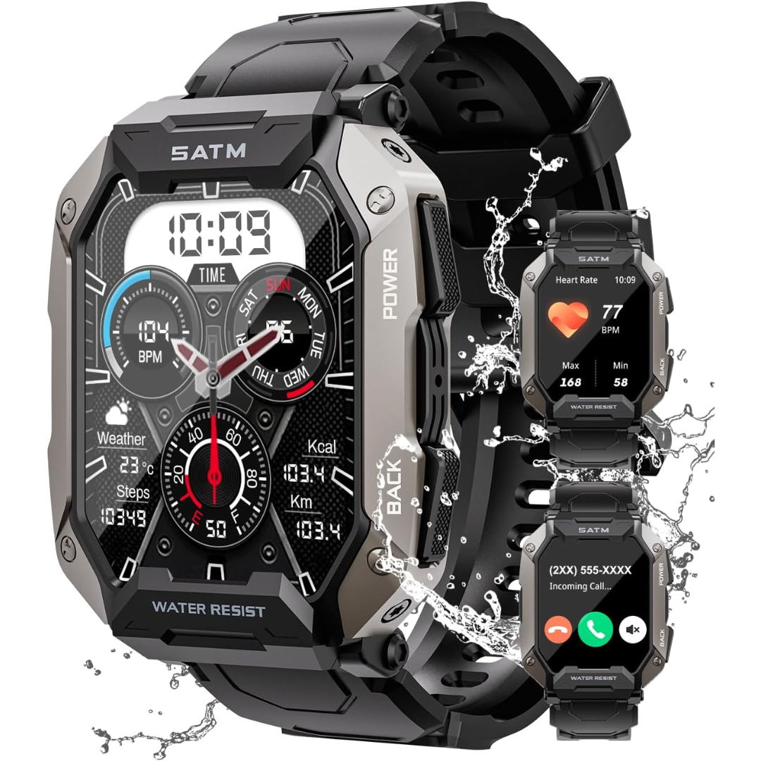 Smartwatch Taktyczny – Wodoodporny Design &amp; Długotrwała Bateria