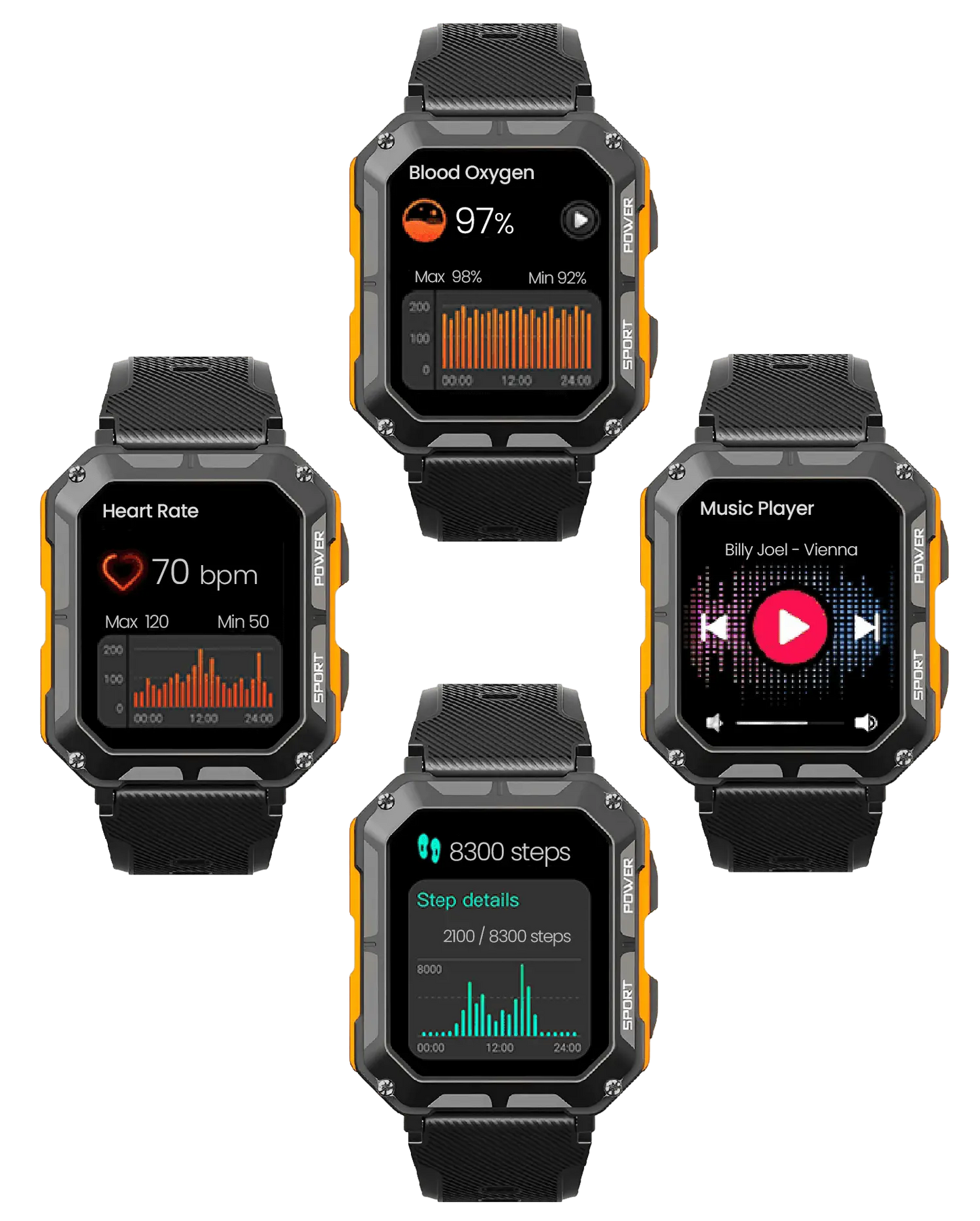 Smartwatch – Wodoodporny Design &amp; Funkcje Zdrowotne