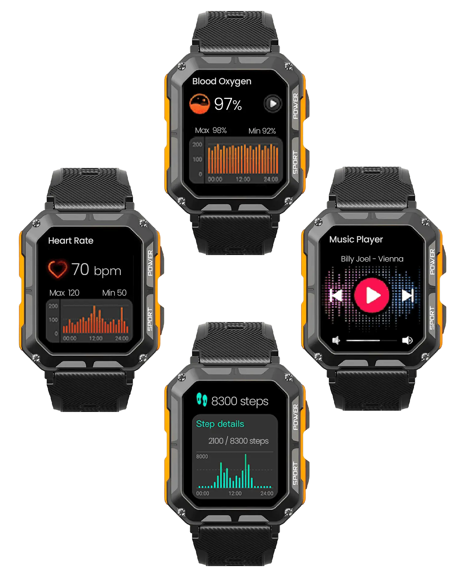 Smartwatch – Wodoodporny Design &amp; Funkcje Zdrowotne