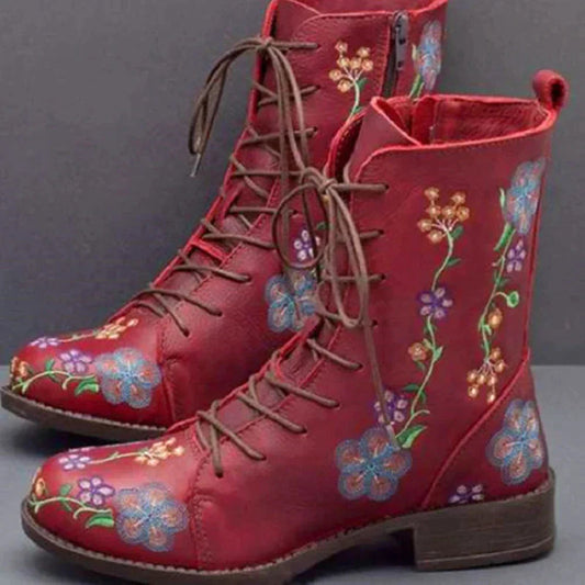 Spiczaste Buty Damskie z Haftem Etnicznym – Elegancki i Wygodny Design