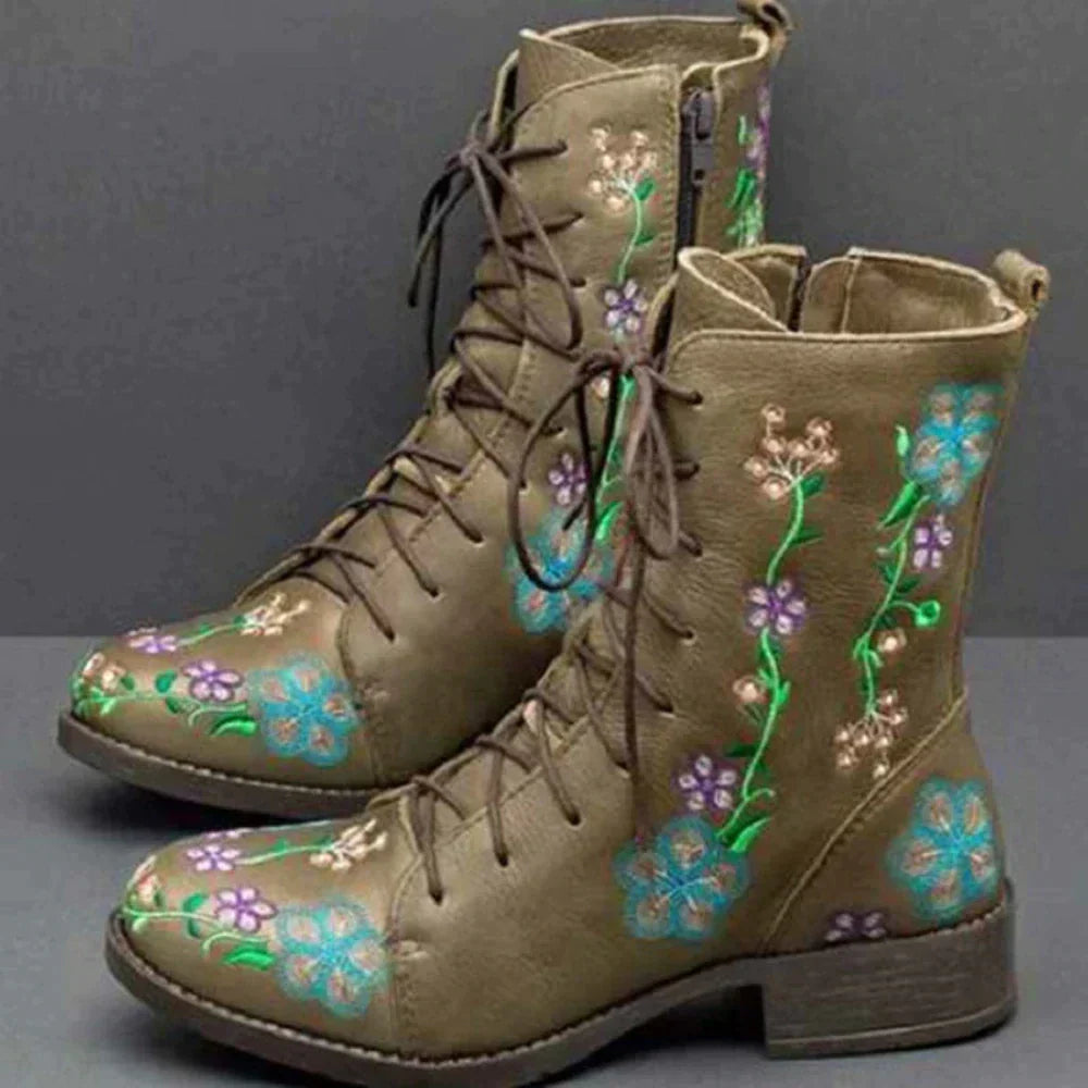 Spiczaste Buty Damskie z Haftem Etnicznym – Elegancki i Wygodny Design