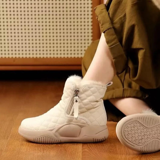 Stylowe krótkie buty z łańcuchem bocznym dla kobiet – Ciepłe i eleganckie