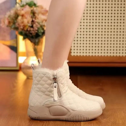 Stylowe krótkie buty z łańcuchem bocznym dla kobiet – Ciepłe i eleganckie