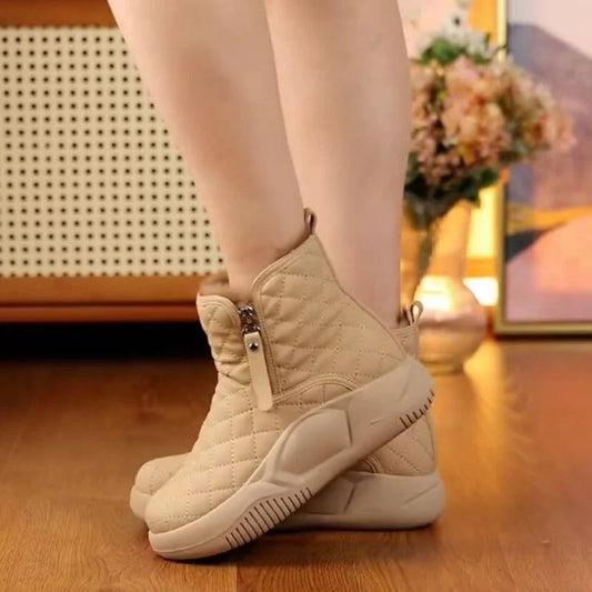 Stylowe krótkie buty z łańcuchem bocznym dla kobiet – Ciepłe i eleganckie
