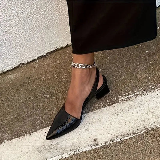 Stylowy Wzór Krokodyla Czółenka Damskie na Słupku – Eleganckie i Wygodne