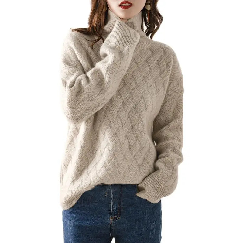 Sweter z wysokim kołnierzem dla kobiet – Ciepły i elegancki