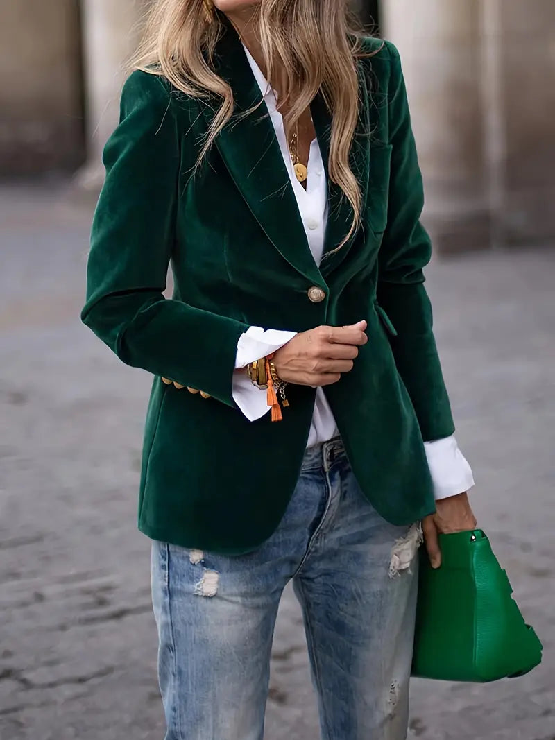 Taliowana Aksamitna Marynarka Damska – Elegancki Styl Vintage