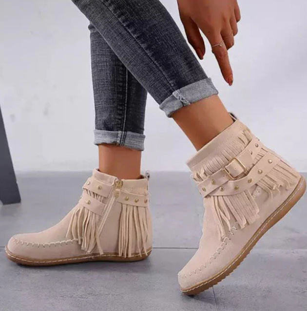 Vintage Fringe Ankle Boots for Women – Stylish & Comfortable Footwear