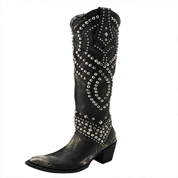 Wysokie Buty z Metalicznymi Nitami dla Kobiet – Stylowe i Komfortowe