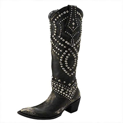 Wysokie Buty z Metalicznymi Nitami dla Kobiet – Stylowe i Komfortowe