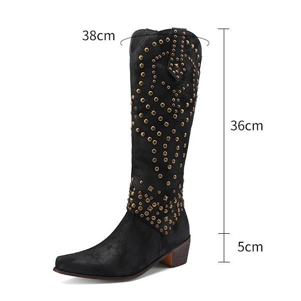 Wysokie Buty z Metalicznymi Nitami dla Kobiet – Stylowe i Komfortowe