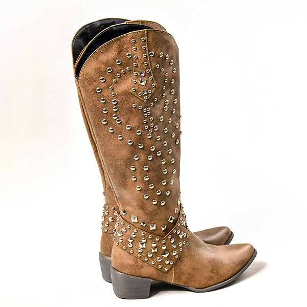 Wysokie Buty z Metalicznymi Nitami dla Kobiet – Stylowe i Komfortowe
