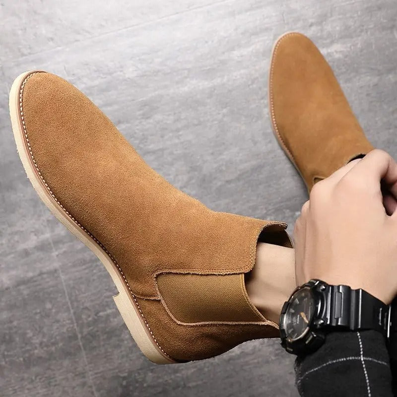 Zamszowe Buty Chelsea dla Kobiet – Eleganckie i Wygodne w Kolorze Olive Green