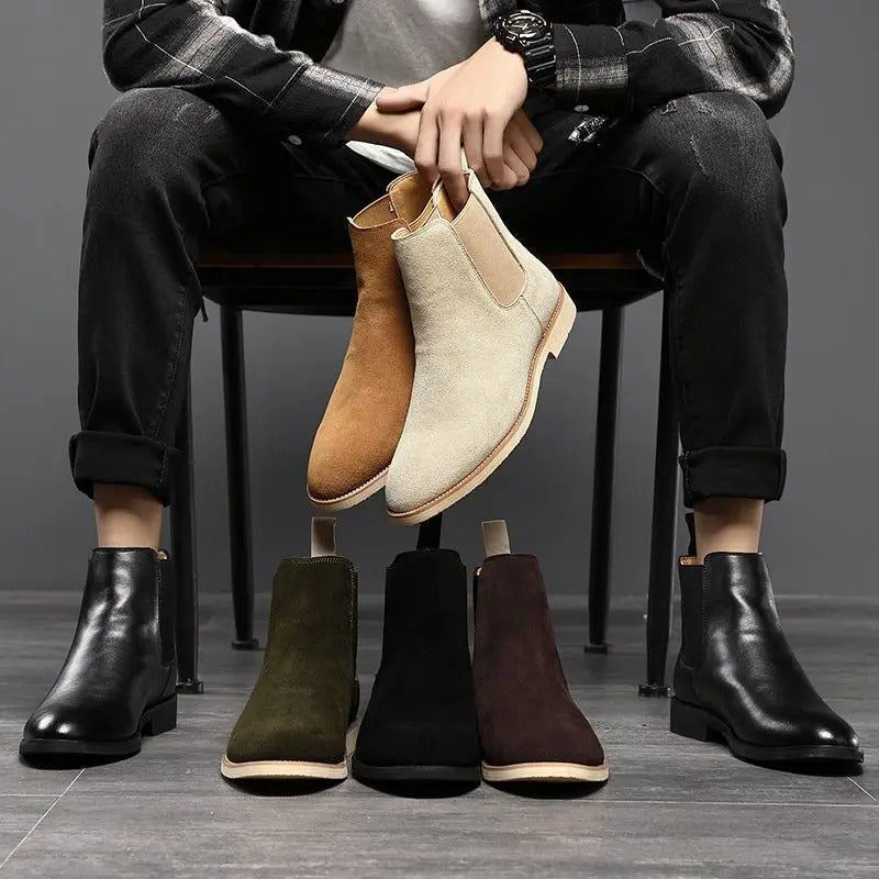 Zamszowe Buty Chelsea dla Kobiet – Eleganckie i Wygodne w Kolorze Olive Green